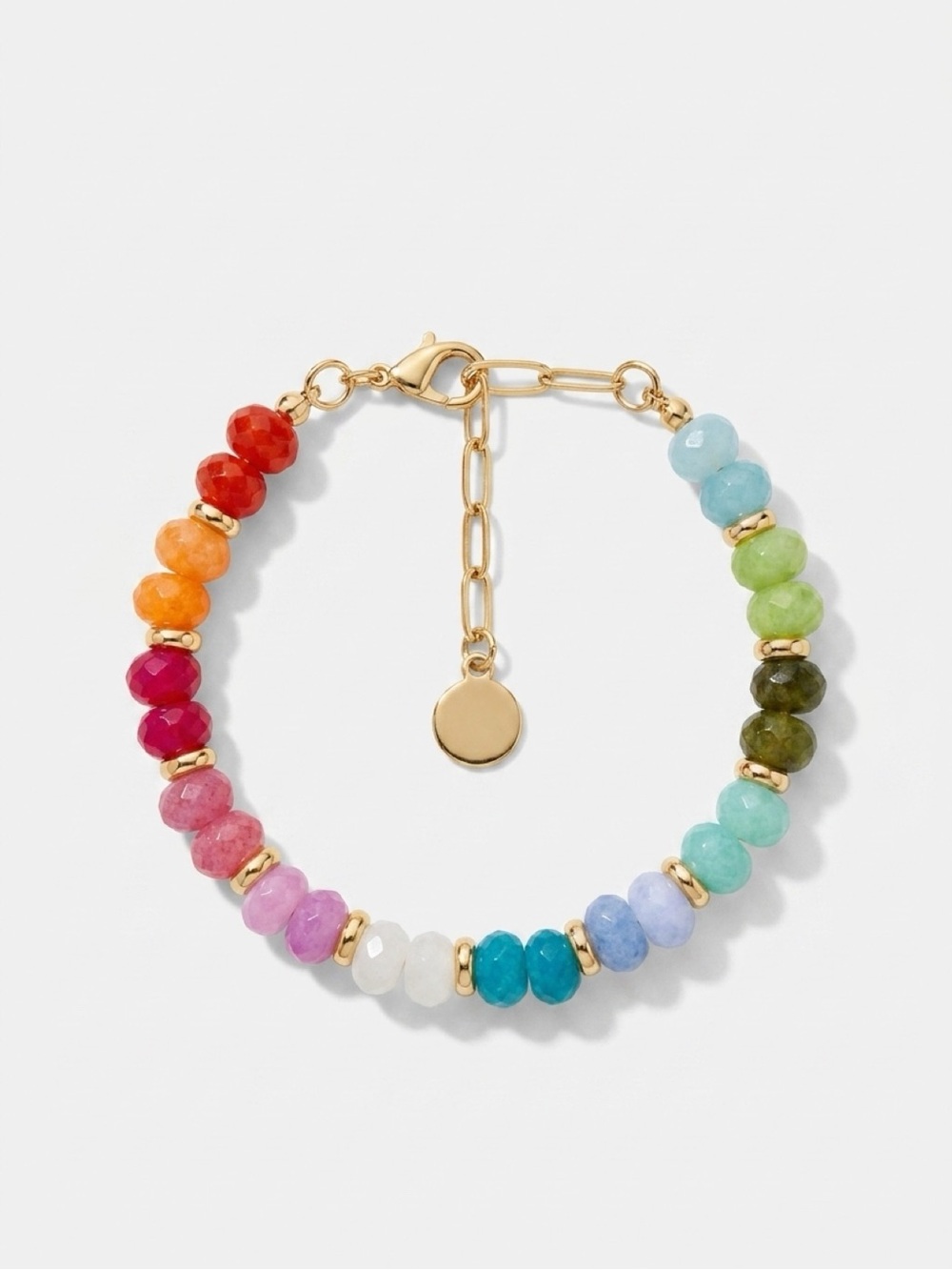 NWT | Piper K Rainbow Dyed Jade Beaded Bracelet Gold Tone